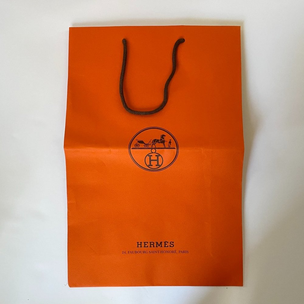 Classic orange Hermes paper shopping bag 11" x 17"